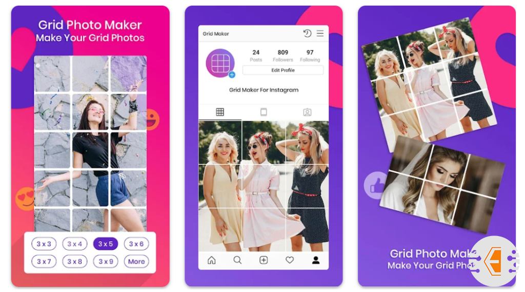 Grid Maker for Instagram هو برنامج تقسيم الصور للانستقرام متاح على جوجل بلاي